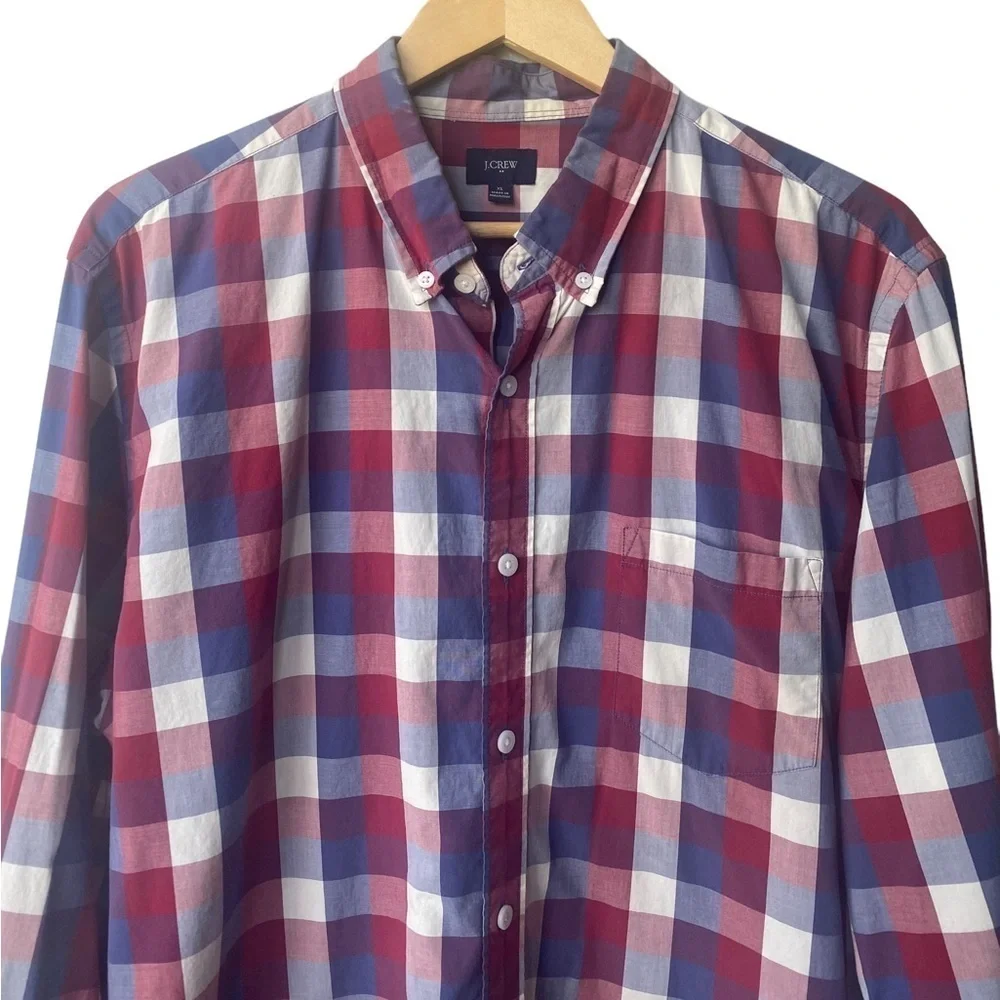 J. Crew Mens Plaid Button Down Shirt XL Cotton‎ Business Casual Preppy Classic